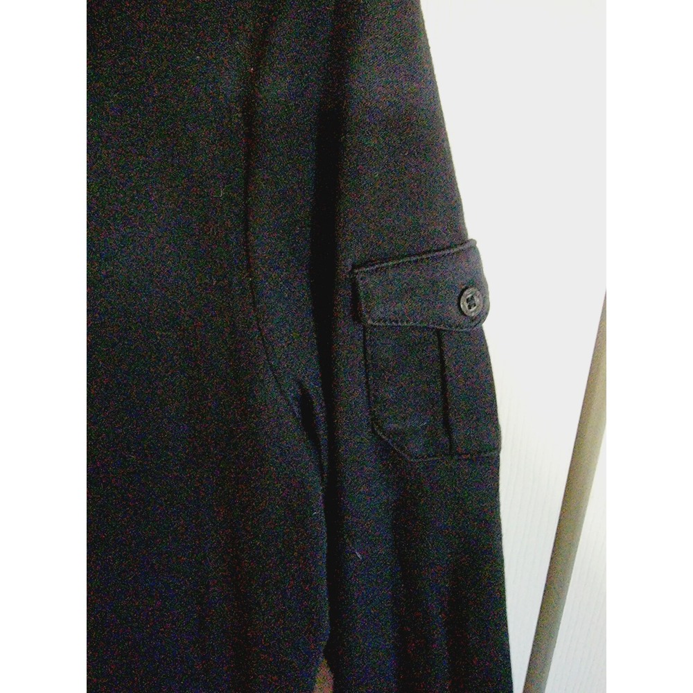 Lauren‎ Ralph Lauren L Black Long Sleeve Polo Shirt Striped Collar Womens Goth - Picture 9 of 9